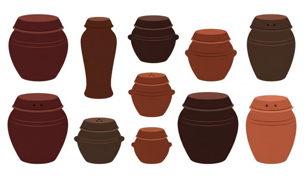 Traditional Korean Onggi Fermentation Jar Vector Collection