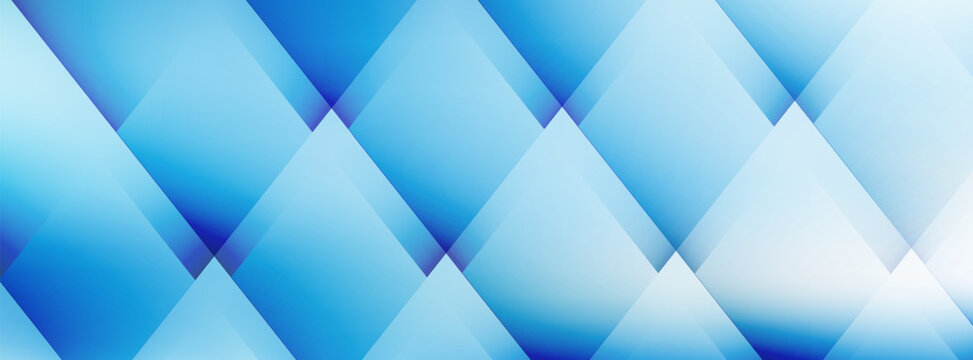 Abstract light blue geometric vector background banner with dynamic overlapping diamond shapes and gradient polygon patterns