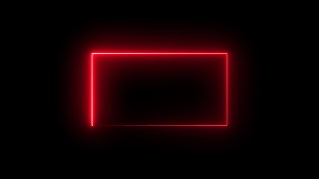 A neon rectangle icon features a glowing, rectangular outline in bright neon colors like pink symbolizing modernity, focus, or boundaries, often used for buttons or navigation.