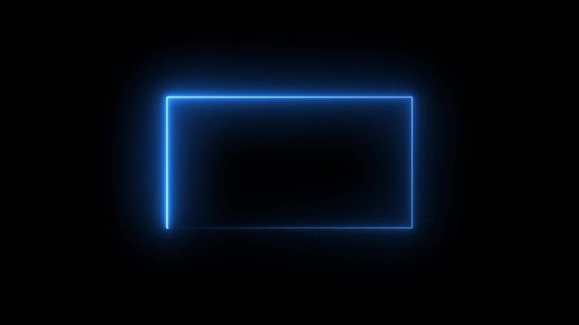 A neon rectangle icon features a glowing, rectangular outline in bright neon colors like blue symbolizing modernity, focus, or boundaries, often used for buttons or navigation.