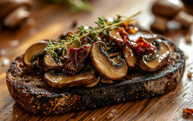 Fototapeta premium Grilled mushrooms on healthy bread