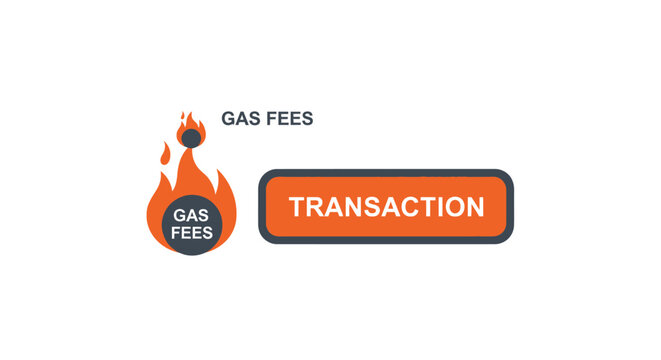 Cryptocurrency Gas Fees Concept with Burning Flame Icon and Transaction Button