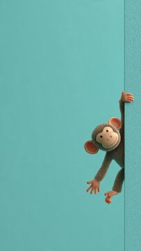 Cute 3D Monkey Hanging Upside Down Full View