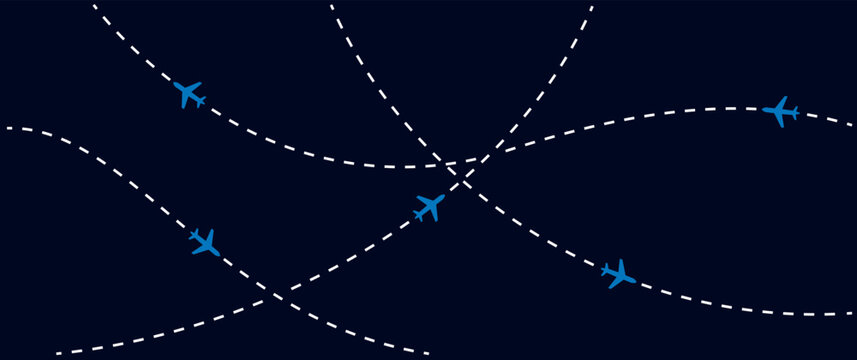 Airplane travel flight path pattern modern background