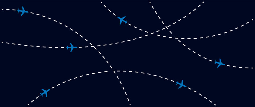 Airplane travel flight path pattern modern background