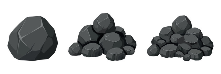 Piles Of Rocks And Single Boulder Vector Illustration With Shading © MOHAMMAD