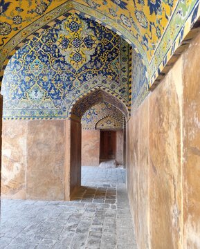 Traditional Iranian Tile Archway with Islimi Patterns