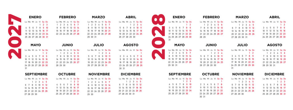 calendario 2027 2028 en espa&ntilde;ol