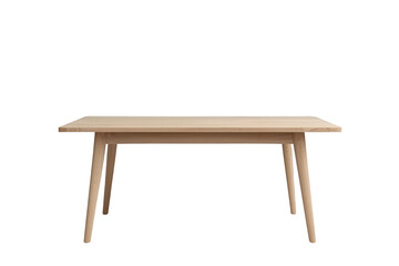 Fototapeta premium Wooden dining table with a light oak finish, minimalist design, elegant furniture with transparent background