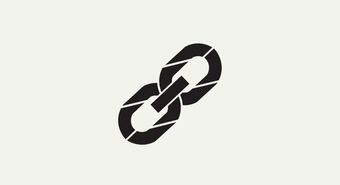 Broken chain link on white background with broken black disconnection separation fragility failure rupture symbol damage icon