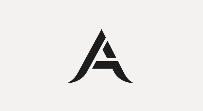 Stylized black letter a logo on white background with centered plain white typography minimalist monogram graphic symbol design mark icon
