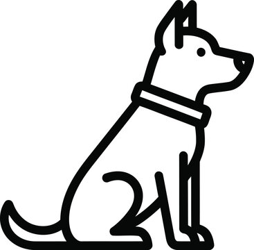 Silhouette of a sitting dog with a collar