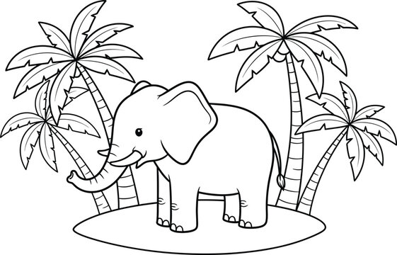 Tropical elephant silhouette illustration