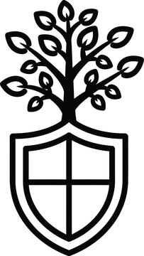 Shield with tree silhouette emblem