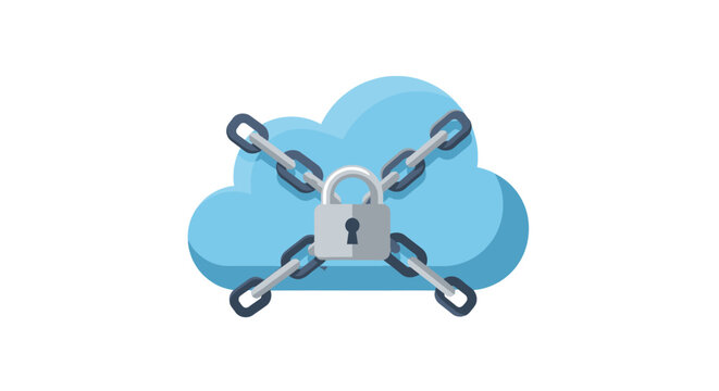 Cloud Security Icon with Padlock and Chains for Data Protection and Online Storage Safety Concept