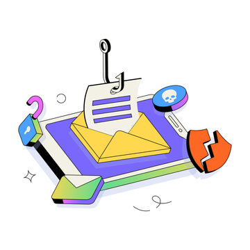Email message with a fishing hook representing phishing attempts.