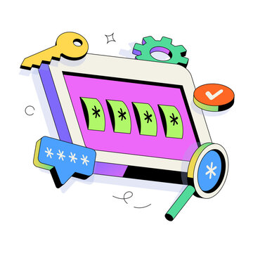 Password window with key and lock emphasizing secure login protection.