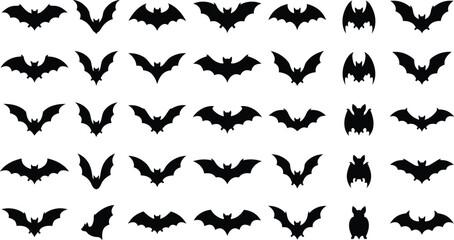Fototapeta premium Assortment of bat silhouettes in flight for Halloween