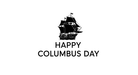 Black silhouette of vintage sailing vessel with typography text on white background for holiday greeting card design with silhouette old fashioned © Smriti