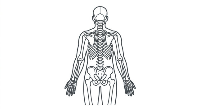 Human Skeletal System Diagram Front View Illustration.