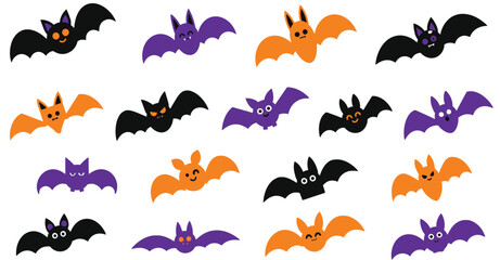 Fototapeta premium Halloween Bat Clipart Collection Set