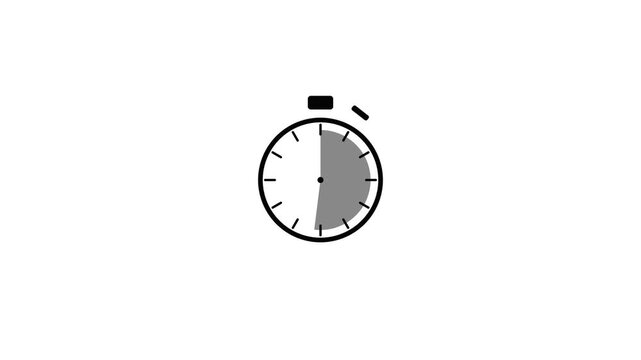 Animated stopwatch timer icon on white background. 4K Video