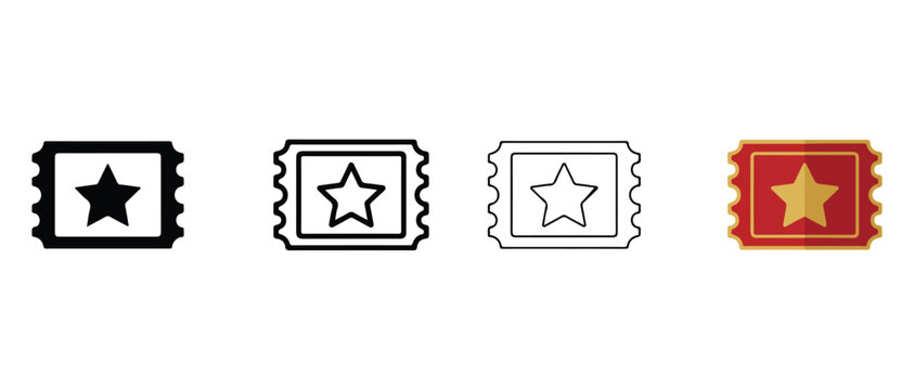 star shaped ticket icons in different colors and styles for various uses  vector graphics