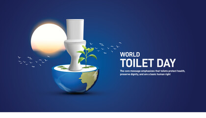 World Toilet Day concept poster, banner, social media post, postcard, background, backdrop, template, greeting card, web banner, cover design vector illustration © MstMouluda