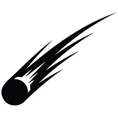Black comet with a tail, vector silhouette illustration isolated on a white background. © MDJABIRULISLAM
