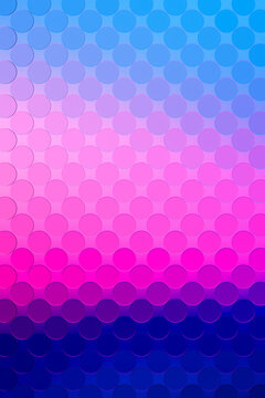 3D pink circle grid pattern transitions from sky blue to navy.