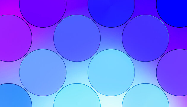 3D blue glass circle pattern expands across a cyan glow.