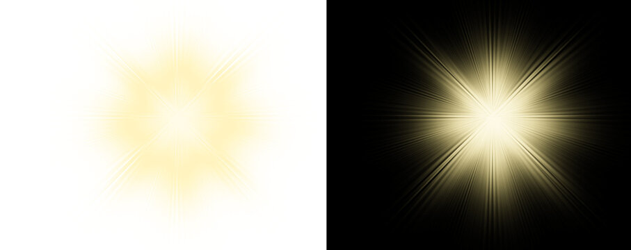 Radiant golden starburst effect featuring sharp light rays emanating from a central point of bright illumination created with digital artistic tools to enhance your creative graphic design projects pr