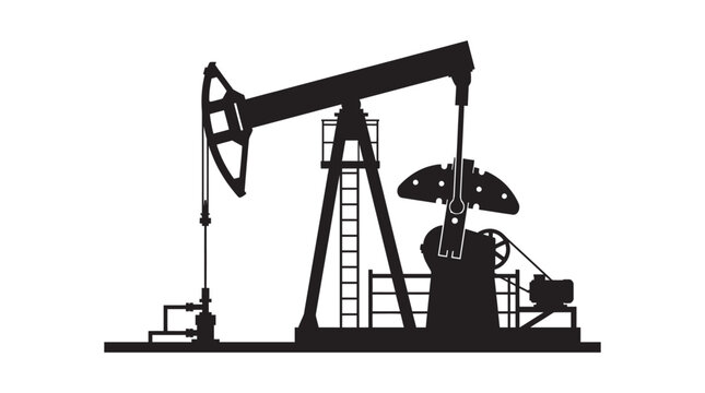 Oil pump jack silhouette against a white background