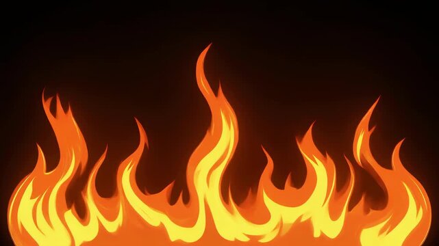Fiery flames licking upward in a dark void with a subtle cinematic flow ideal for visual effects backgrounds