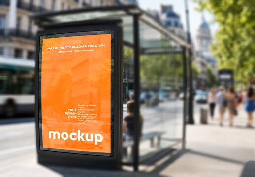 Bus Shelter Billboard Mockup for Outdoor Advertising