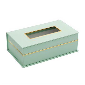 Light green rectangular tissue box container isolated on transparent background, illustration