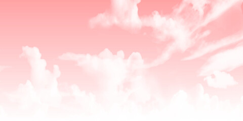 Fototapeta premium Sunny pink sky with clouds and copy space