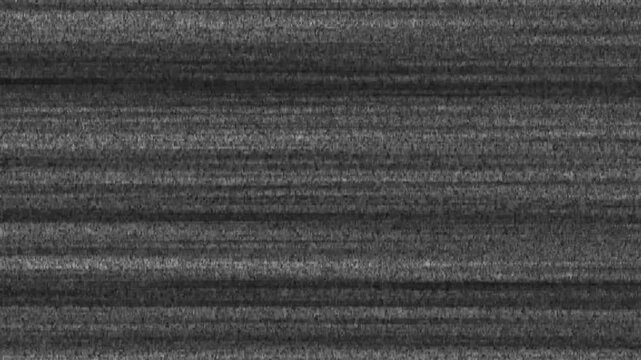 Radar error signal also jittery sound or glitch noise in the background of the TV. Detuned analog television. Weak TV signal - static noise on the TV, black and white error glitch signal animation.