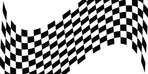 Fototapeta premium Ribbon with race flag or checkerboard pattern in diagonal arrangement. Chess game or rally sport car competition background. Slanted black and white checkered texture