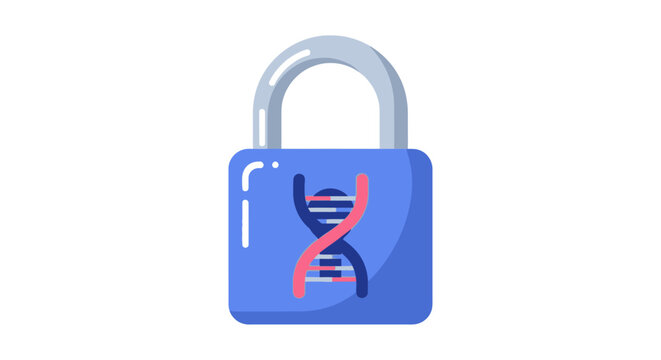 DNA Genetic Data Security Icon Illustration representing Bioinformatics Privacy, Genomic Protection, and Medical Information Encryption