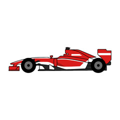 Obraz premium A sleek red and white racing car is shown in profile view