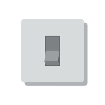 A simple grey light switch is mounted on a flat wall
