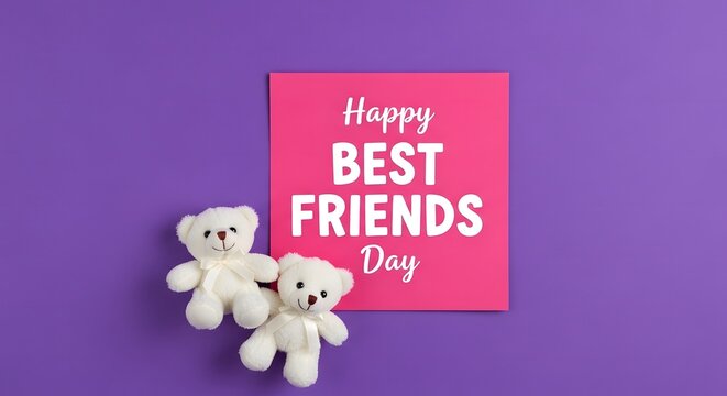 Happy best friends day celebration with cuddly teddy bears