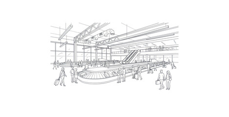 Fototapeta premium Airport Baggage Claim Vector Illustration