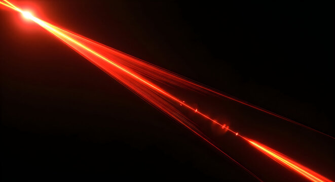 Intense red laser beam streaking across a dark background futuristic energy visual