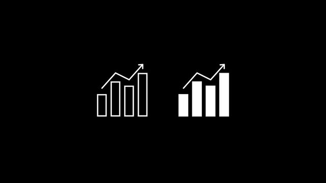 Modern economic data analytics bar graph loop on transparent background. 4k motion graphics