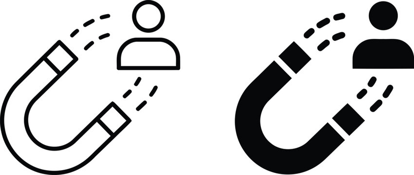 Magnet attracting a person icon with illustration