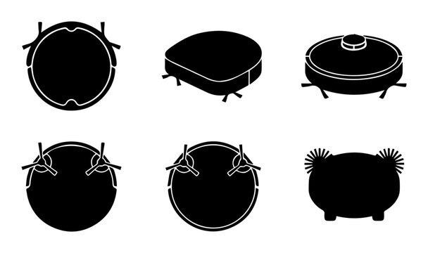 6 drum silhouette icons set, musical percussion instruments, solid black style, music