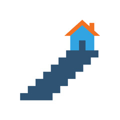 Fototapeta premium A simple graphic showing a house sitting atop a staircase