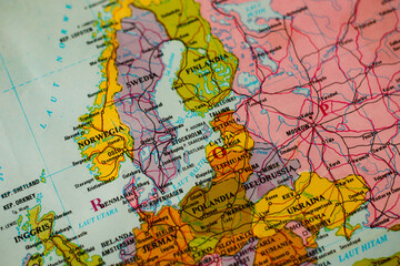 Obraz premium Map of Norway and its borders with surrounding countries